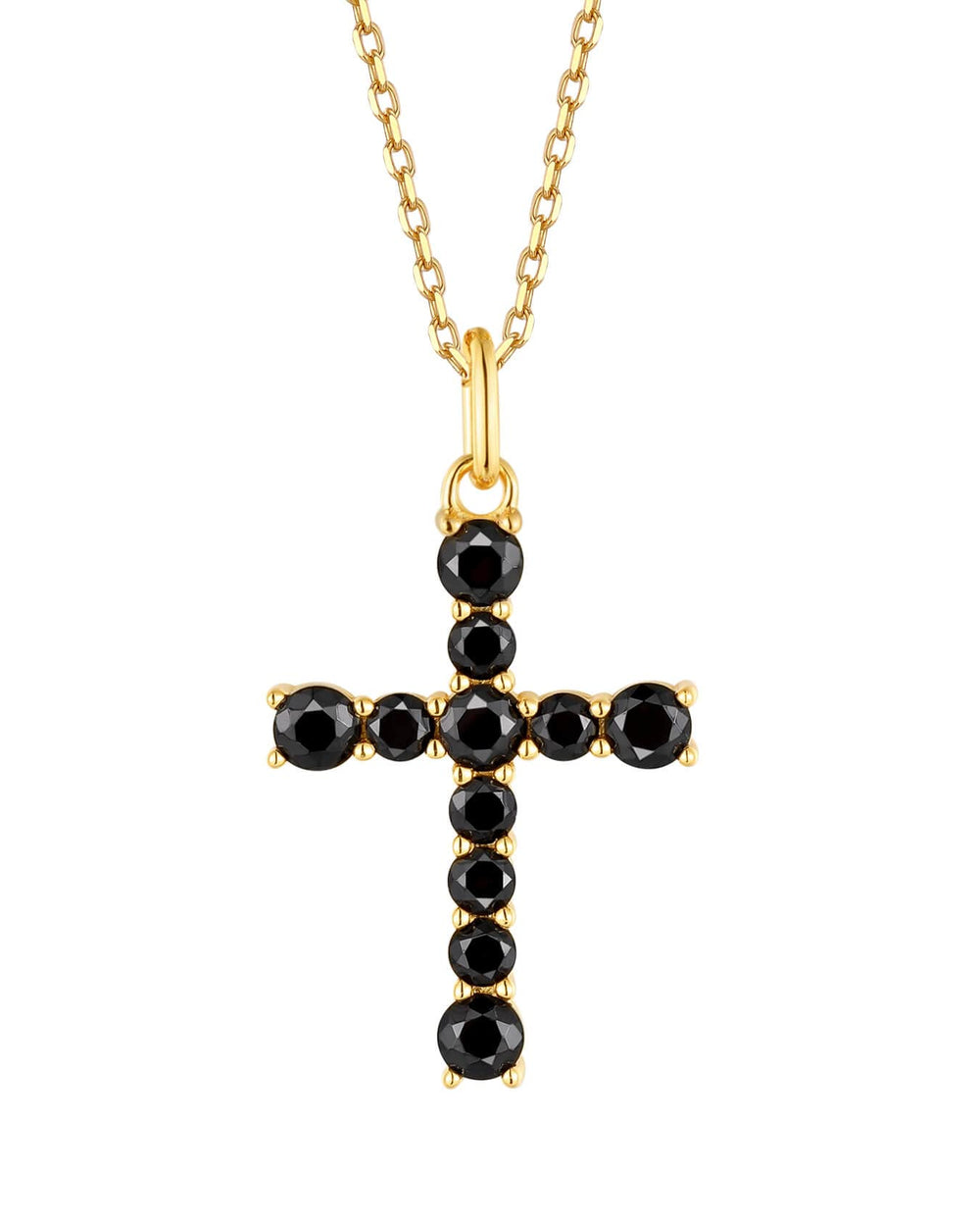 S.Leaf Sterling Silver 14K Gold Plated Cubic Zirconia Cross Necklace