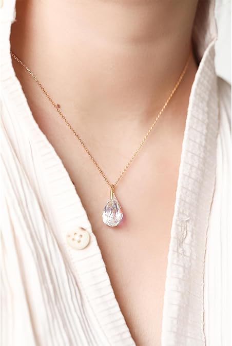 S.Leaf Cubic Zirconia Necklaces 925 Sterling Silver Necklace 14k Gold Necklace