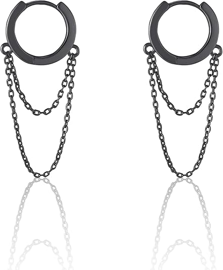 925 Sterling Silver Tassel Chain Hoop Earrings