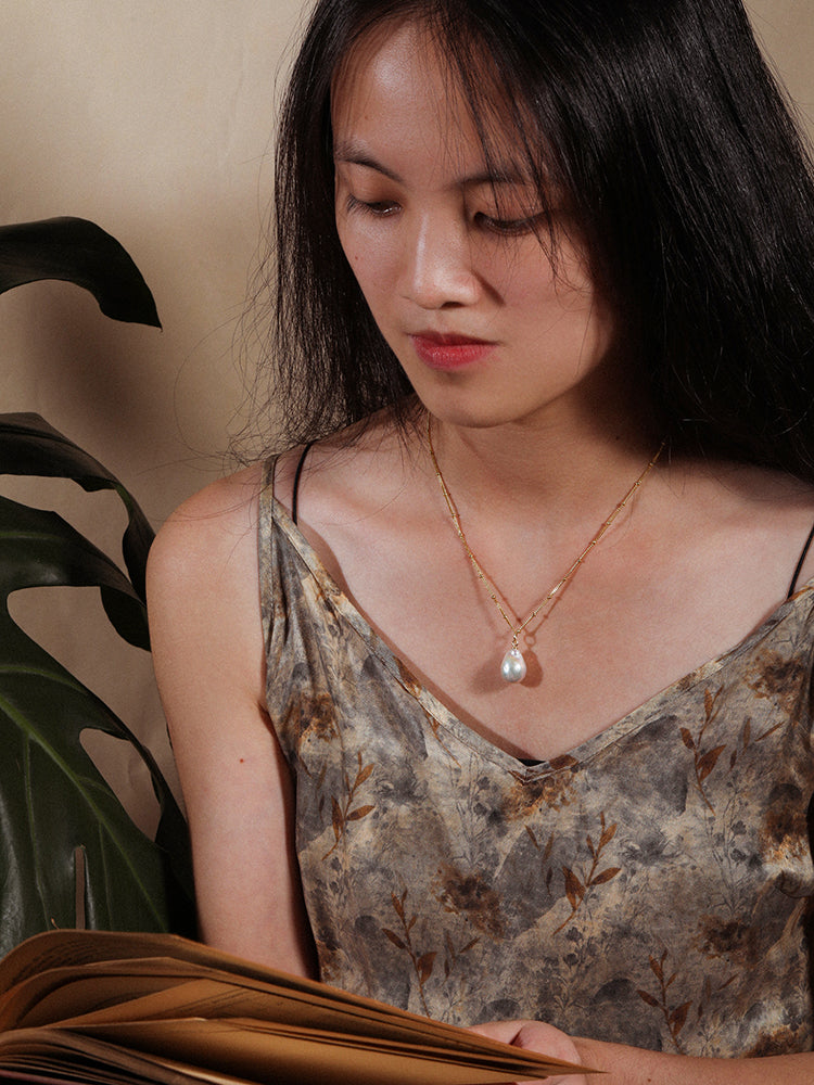 Beaded Chain Baroque pearl necklaces for women gold