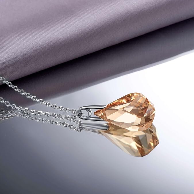 S.Leaf Cubic Zirconia Necklaces 925 Sterling Silver Necklace 14k Gold Necklace
