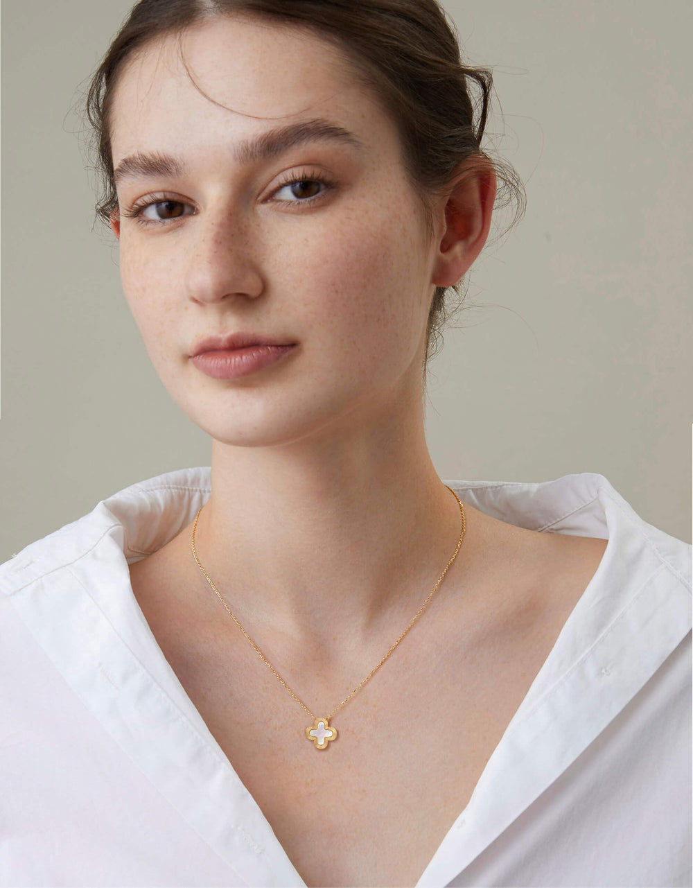 S.Leaf Gold 18K Gold Plated Clover Charm Lucky Necklaces