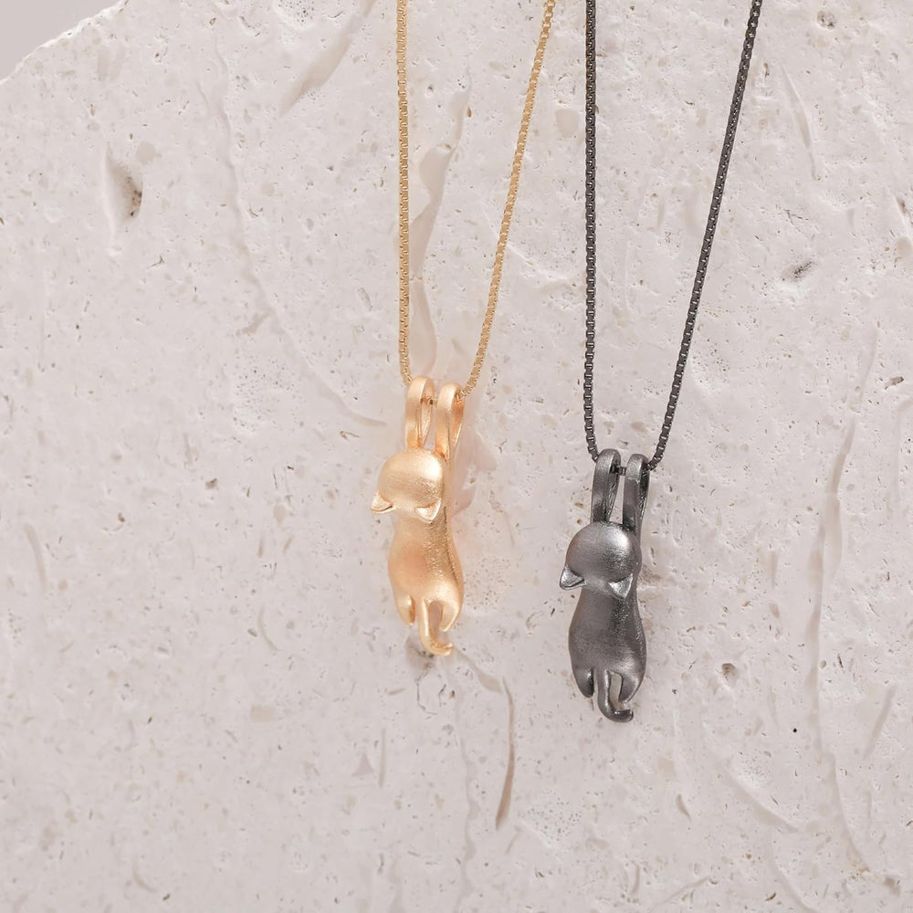 S.Leaf Sterling Silver Cat Necklace