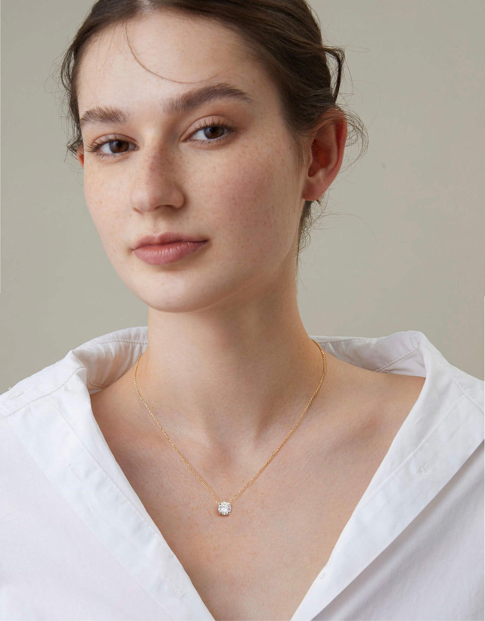 S.Leaf Sterling Silver Gold Plated Choker Pendant Cubic Zirconia Solitaire Necklaces