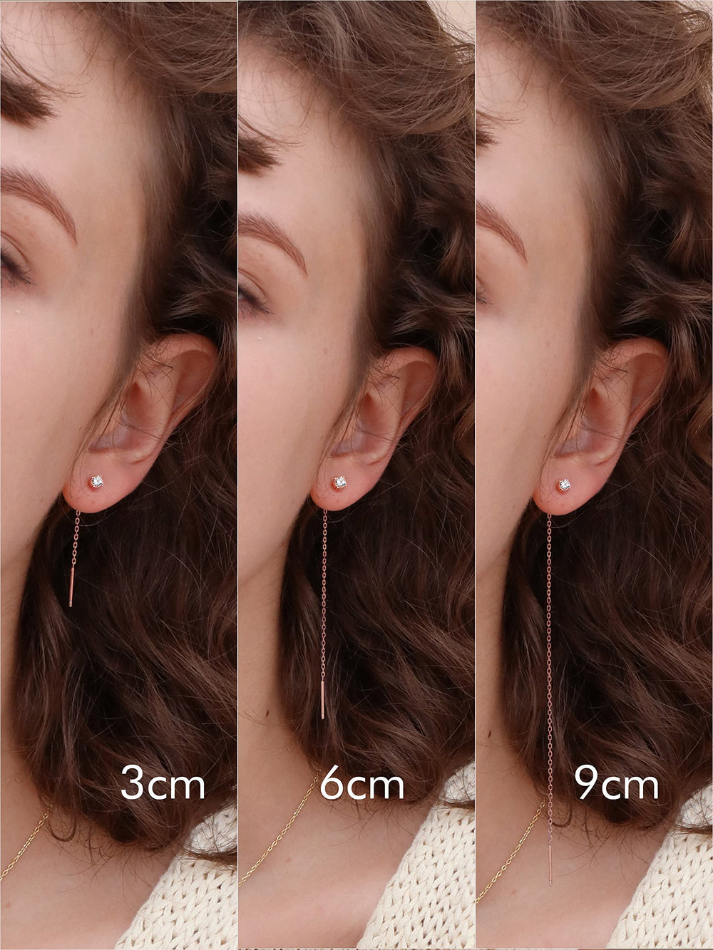 Cubic Zirconia Threader Earrings