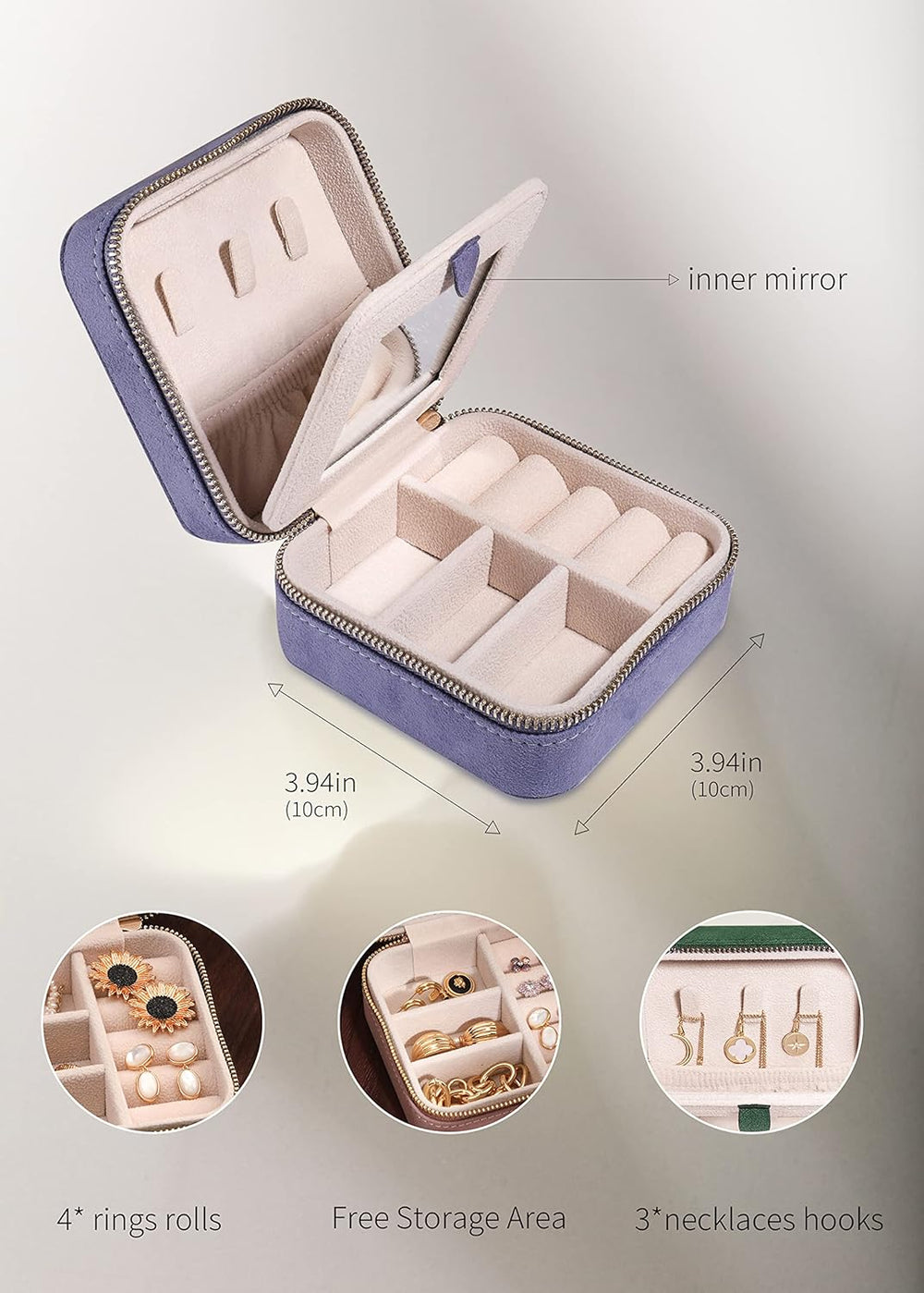 S.Leaf Mini Travel Jewelry Case - Portable Organizer Box for Women