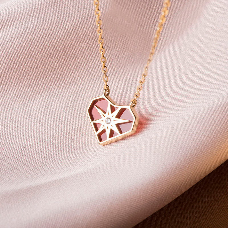 Dainty Onyx Heart Necklace Starburst Necklaces