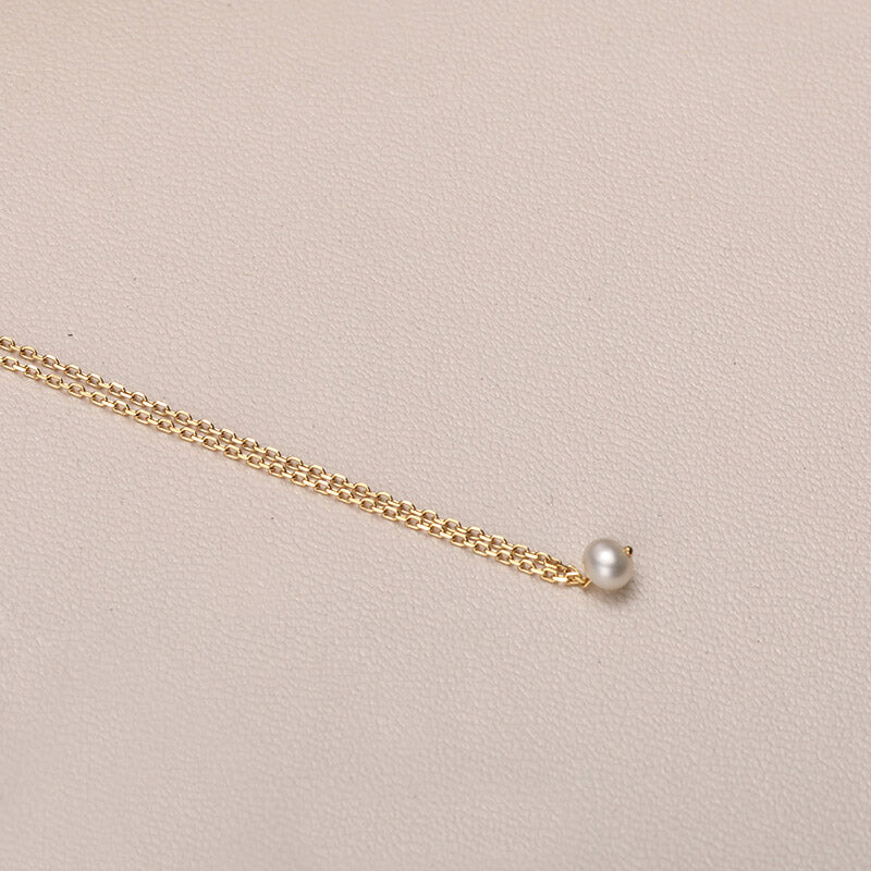 Gold Natural Mini Pearl Pendant Necklace