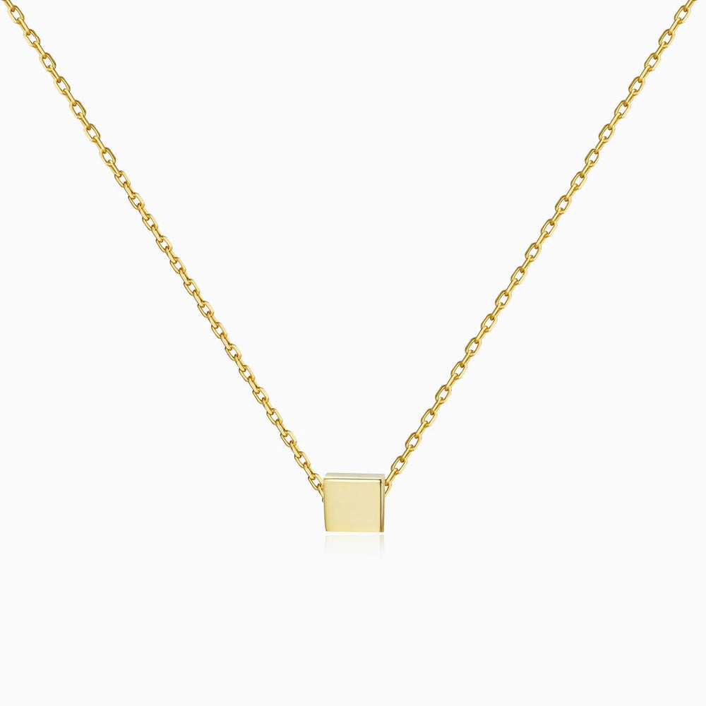 minimalist Square Pendant Necklace gold