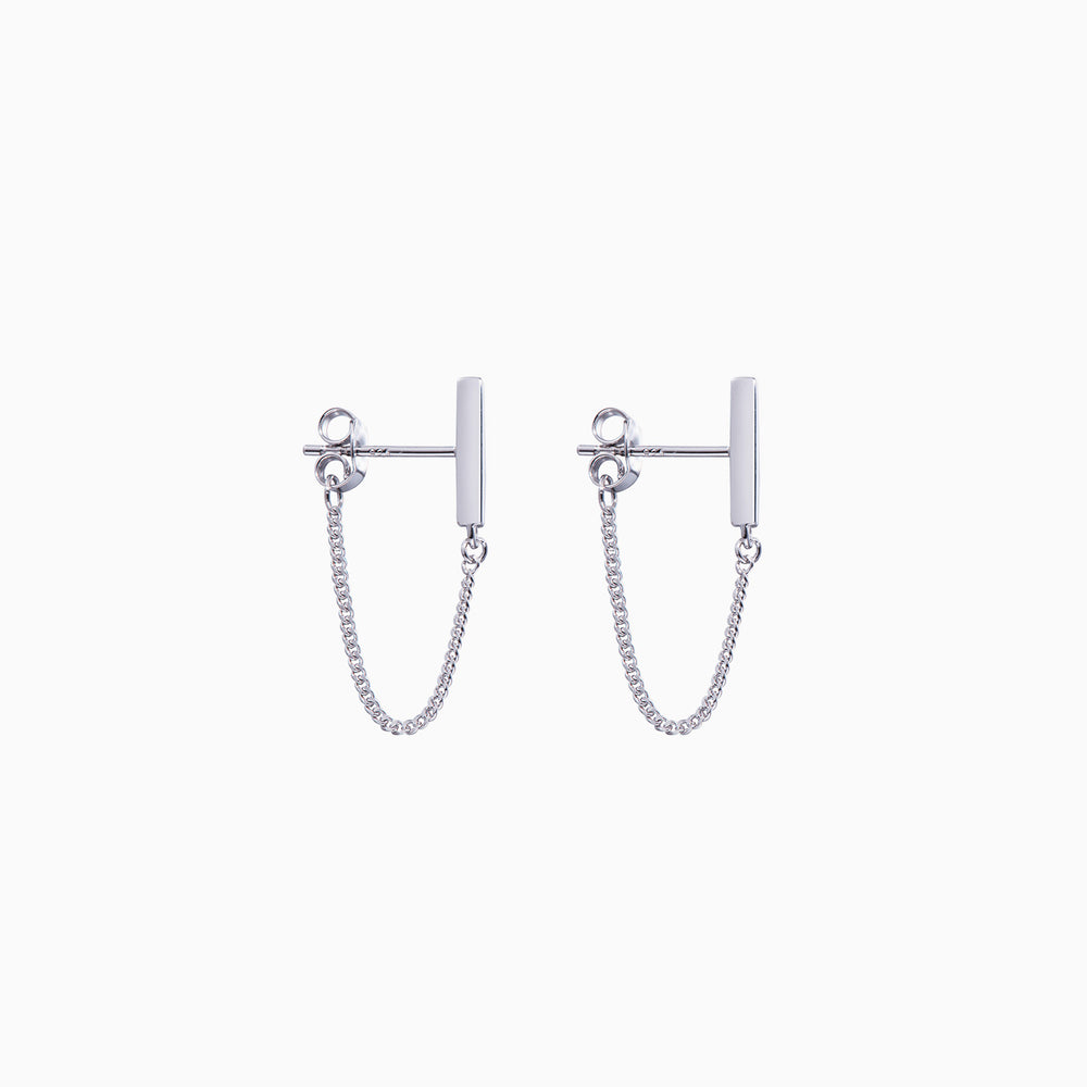 bar chain dangle earrings sterling silver