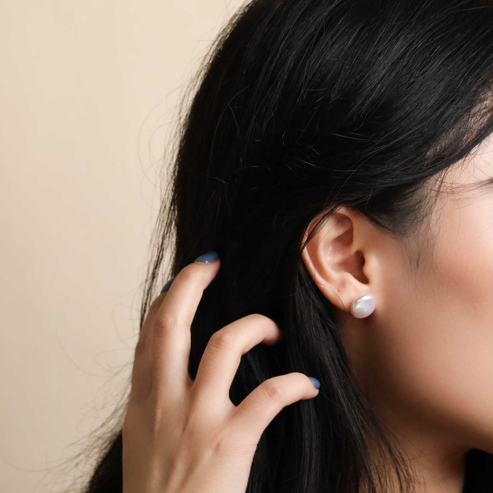 Buckle Baroque Pearl Stud Earrings