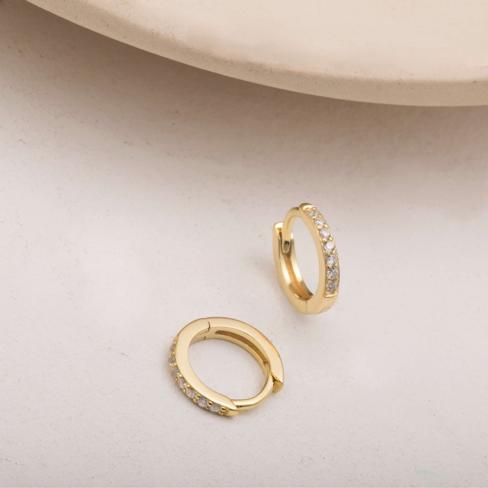 CZ hoop earrings 14k gold