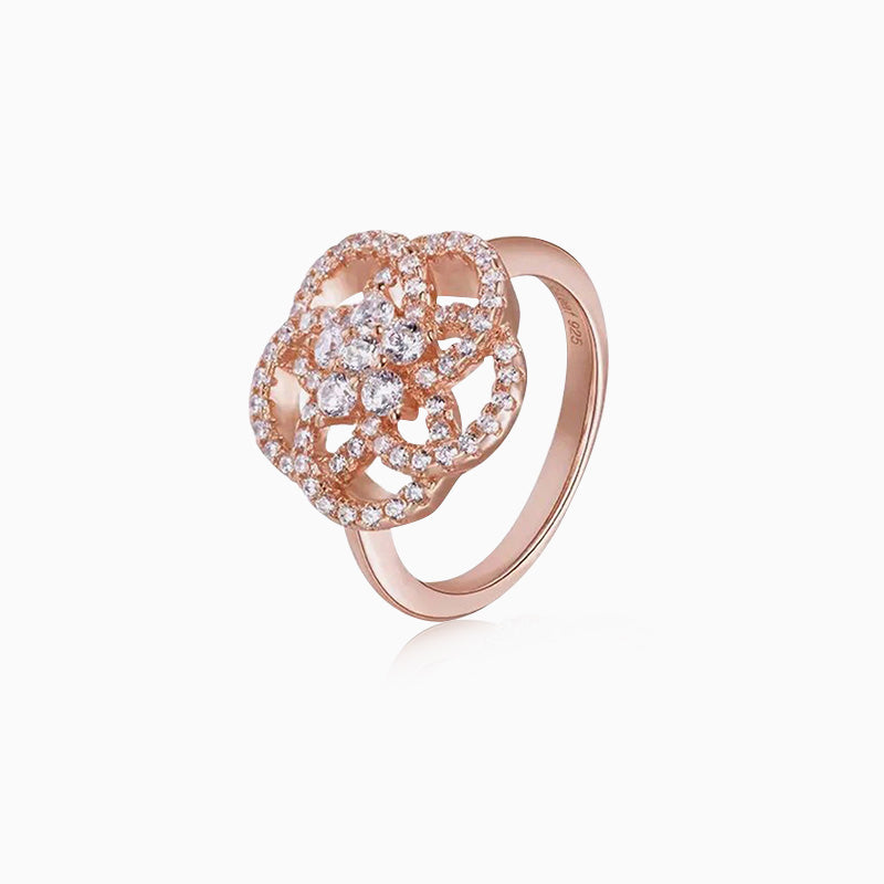 Cubic Zirconia Camellia Ring rose gold
