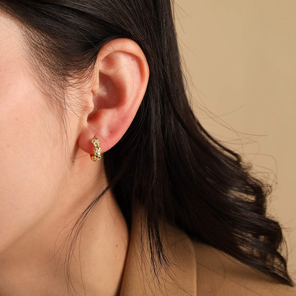 Delicate blossom hoop earrings flower huggie earrings for women girls