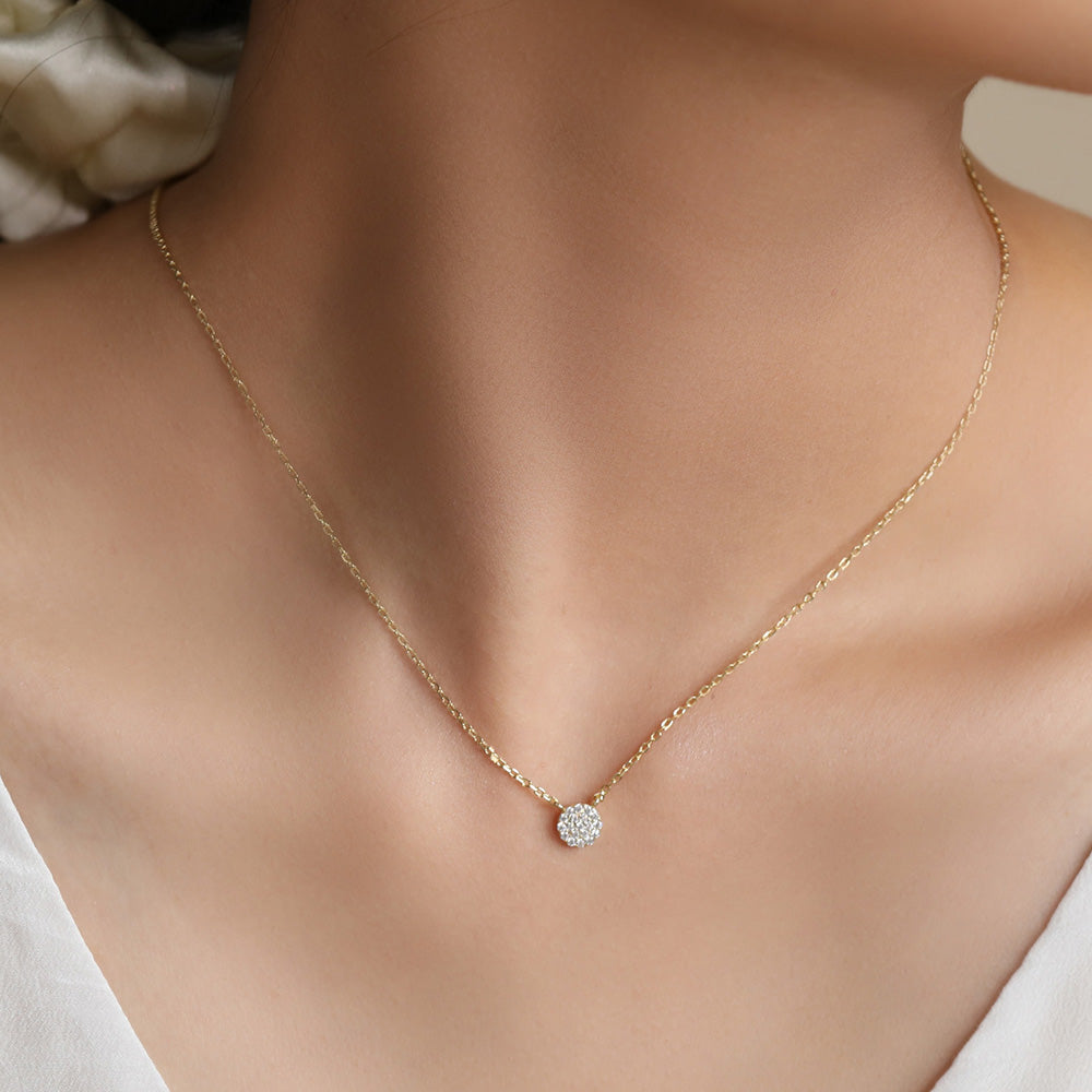 Sparkly Cubic Zirconia Disc Necklace