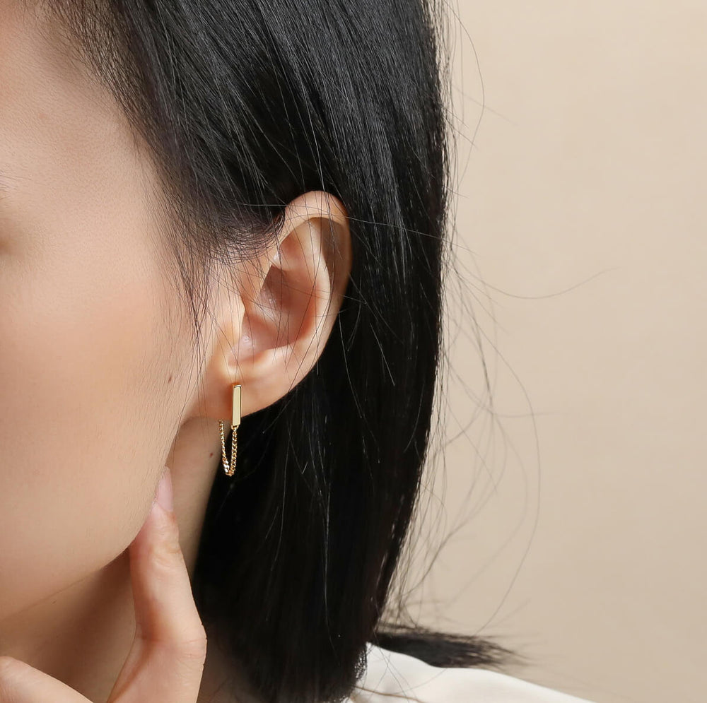Bar with Chain Dangle Earrings