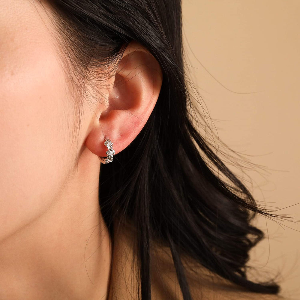 Tiny Flower Blossom Huggie Hoop Earrings women gifts