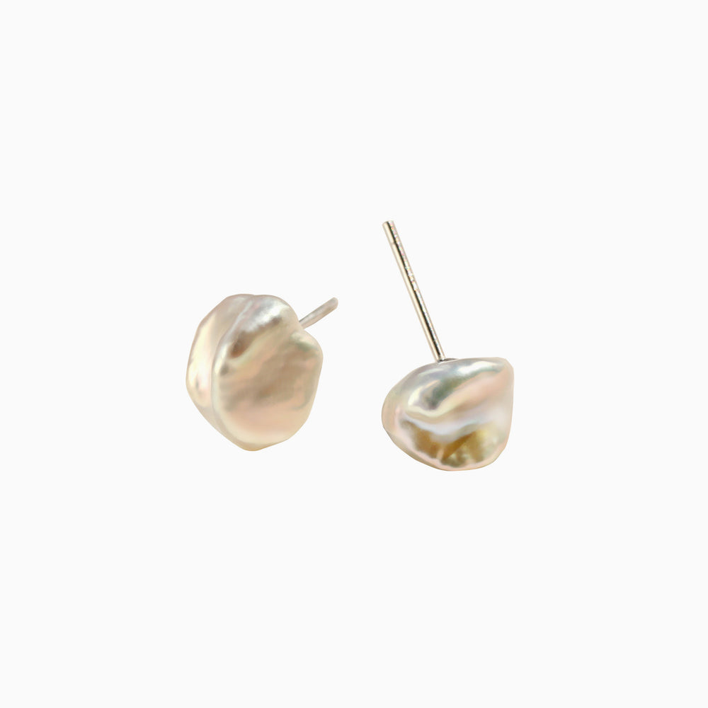 Baroque Pearl Stud Earrings sterling silver